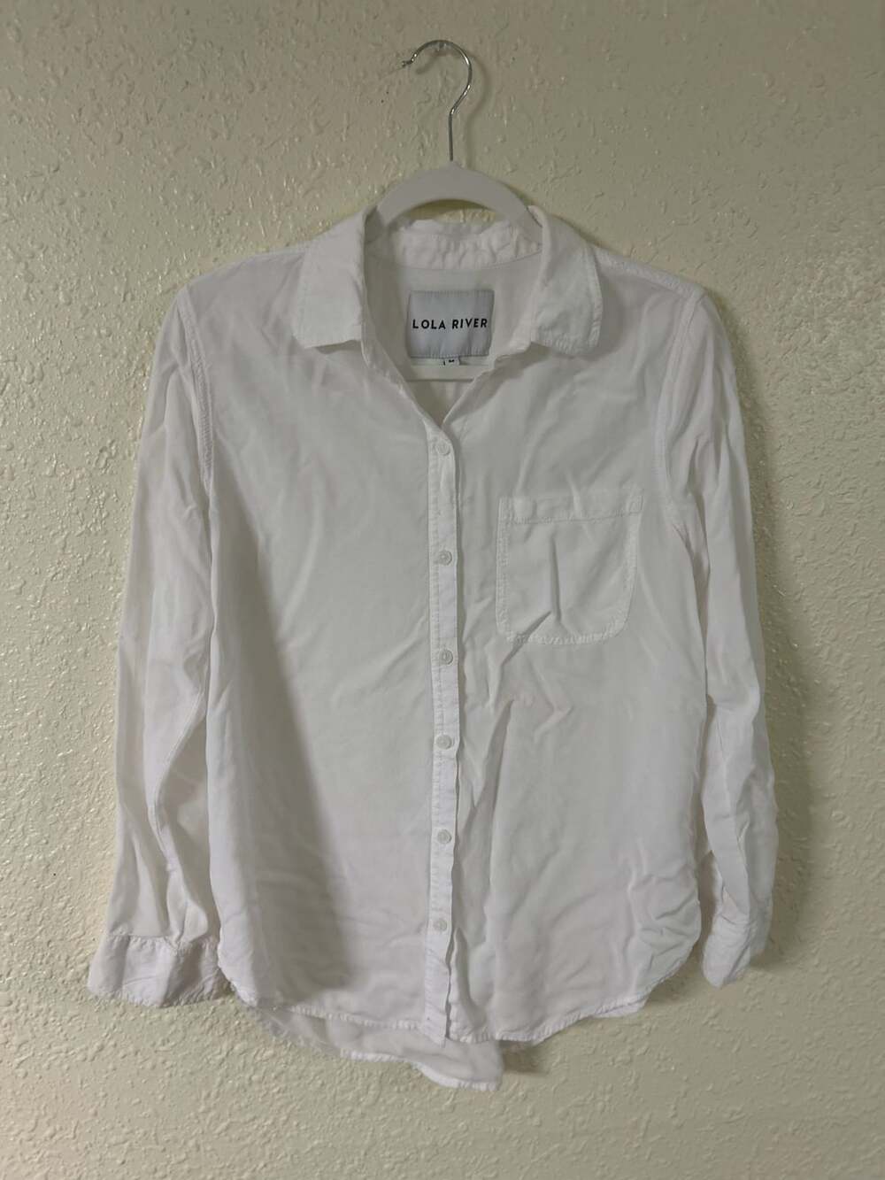 Lola River Long Sleeve Button-Down Shirt Size M White Viscose